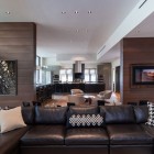 Wallace Ridge Interior Captivating Wallace Ridge House Design Interior With Black Leather Sofa Furniture In Modern Decoration Ideas Inspiration Dream Homes Warm And Luxury Home With Outdoor Lounge Area