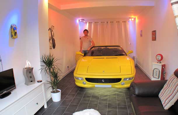 Car In Ferrari Marvelous Car In Home Yellow Ferrari Garage Design Interior Decorated With Contemporary Minimalist Space For Inspiration Dream Homes Fascinating Home With Modern Garage Plans For Urban People Living Space
