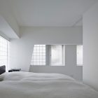 White Painted Bedroom Gorgeous White Painted Room 407 Bedroom Interior With Double Bed Illuminated By Framed Windows With No Shade Interior Design Elegant Monochrome Interior Idea For Classy Home Design