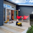 Red Butterfly In Interesting Red Butterfly Chairs Put In Cloud Street Residence By AWA Raised Deck In Backyard With Neat Planters Dream Homes Modern Minimalist Cottage Plans With Dream House Style Of Cloud Street Residence