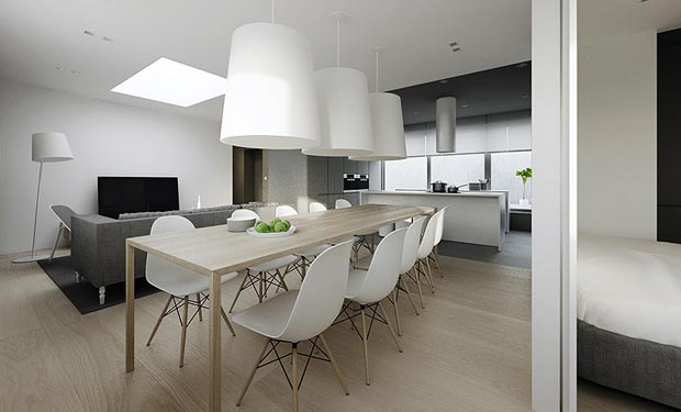 Modern Minimalistic Design Elegant Modern Minimalism Dining Interior Design Used White Chair And Wooden Table Furniture For Home Inspiration Apartments Chic Modern Scandinavian Interior With Pops Of Neutral Color Schemes