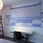 Blue Themed Installed Incredible Blue Themed Home Sketch Installed On Center Wall Of Blue Penthouse By Dariel Studio Bedroom With Desk Dream Homes A Pair Of Functional And Stylish Home Brimming With Artistic Interior Touch