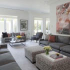 Living Room Wall Creative Living Room With Paint Wall Above The Grey Sofas Facing Twin Coffee Table Feat Book And Planter Also Decoration Fashionable And Modern Grey Sofas For White Interior Colors