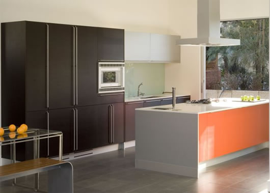Kitchen Combined Black Cool Kitchen Combined With The Black Cabinet And Orange Kitchen Cabinet With White Countertop To Decorate The Kuhlhaus 02 Home Dream Homes Bright Modern Minimalist Home Inspired By Delightful Interior Atmosphere